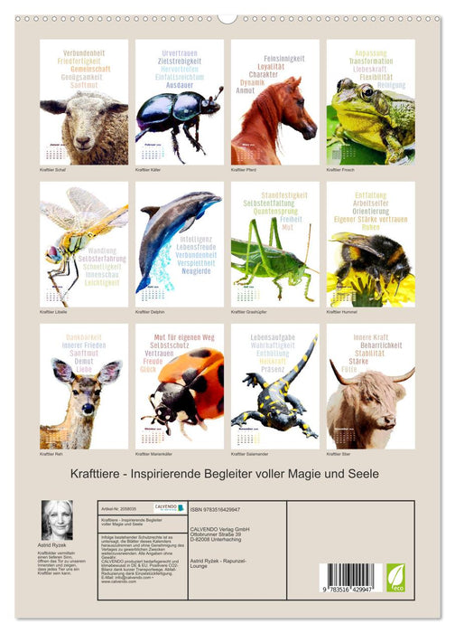 Krafttiere - Inspirierende Begleiter voller Magie und Seele (CALVENDO Premium Wandkalender 2026)