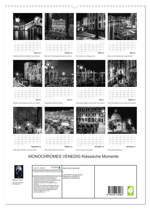 MONOCHROMES VENEDIG Klassische Momente (CALVENDO Premium Wandkalender 2026)