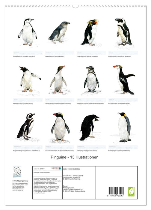 Pinguine - 13 Illustrationen (CALVENDO Premium Wandkalender 2026)