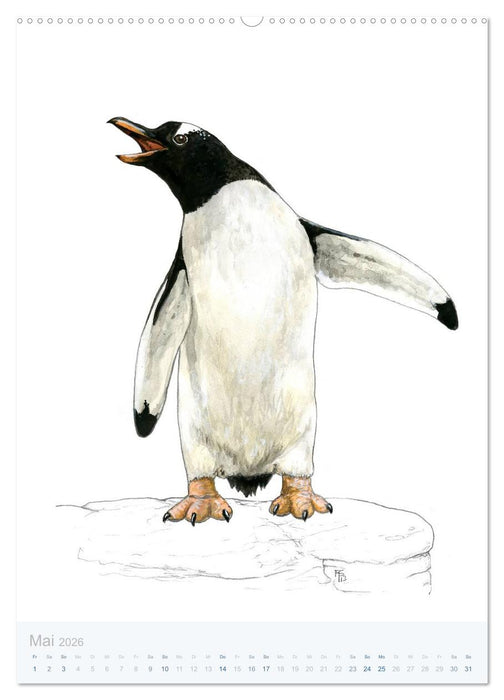Pinguine - 13 Illustrationen (CALVENDO Premium Wandkalender 2026)