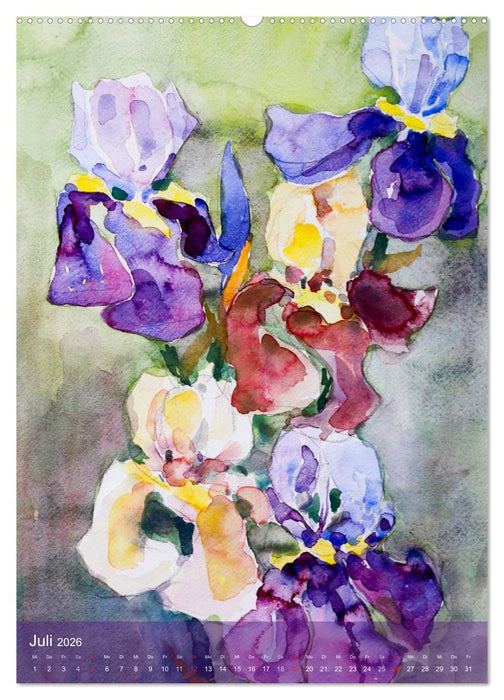 Karl Sock Blumenaquarelle (CALVENDO Premium Wandkalender 2026)