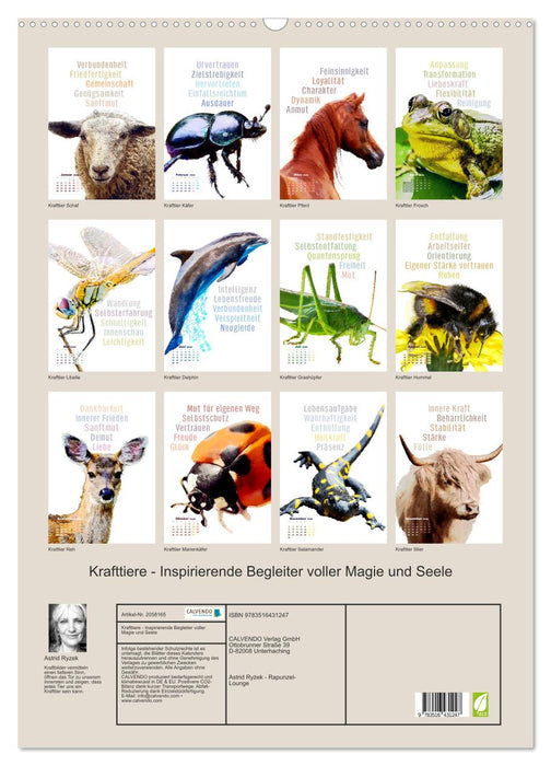 Krafttiere - Inspirierende Begleiter voller Magie und Seele (CALVENDO Wandkalender 2026)