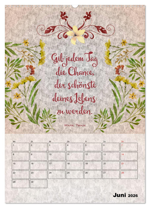 Lebensweisheiten zum Reflektieren (CALVENDO Wandkalender 2026)