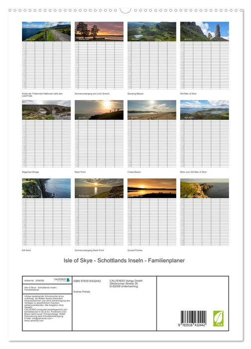 Isle of Skye - Schottlands Inseln - Familienplaner (CALVENDO Premium Wandkalender 2026)