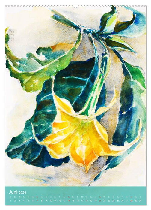 Karl Sock Blumenaquarelle (CALVENDO Wandkalender 2026)