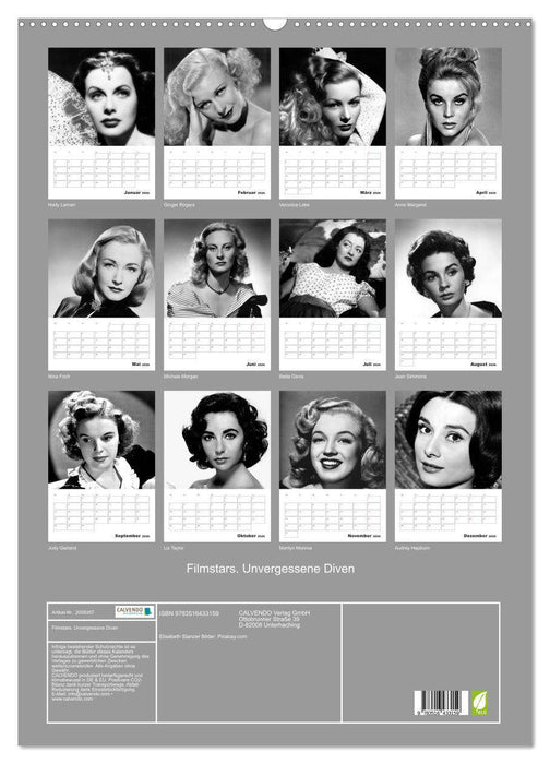 Filmstars. Unvergessene Diven (CALVENDO Wandkalender 2026)