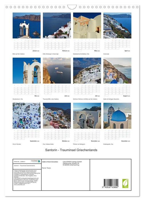 Santorin - Trauminsel Griechenlands (CALVENDO Wandkalender 2026)
