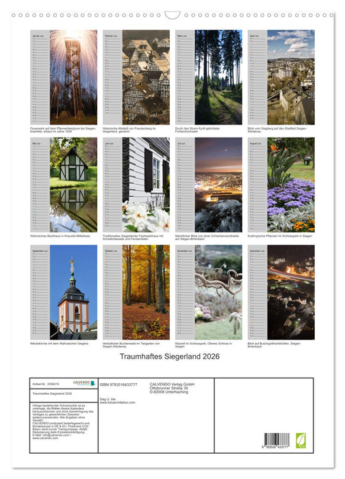 Traumhaftes Siegerland 2026 (CALVENDO Wandkalender 2026)