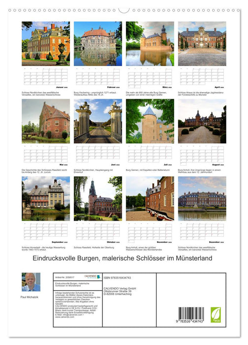 Eindrucksvolle Burgen, malerische Schlösser im Münsterland (CALVENDO Premium Wandkalender 2026)