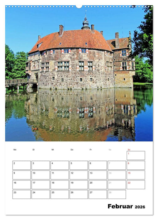 Eindrucksvolle Burgen, malerische Schlösser im Münsterland (CALVENDO Premium Wandkalender 2026)