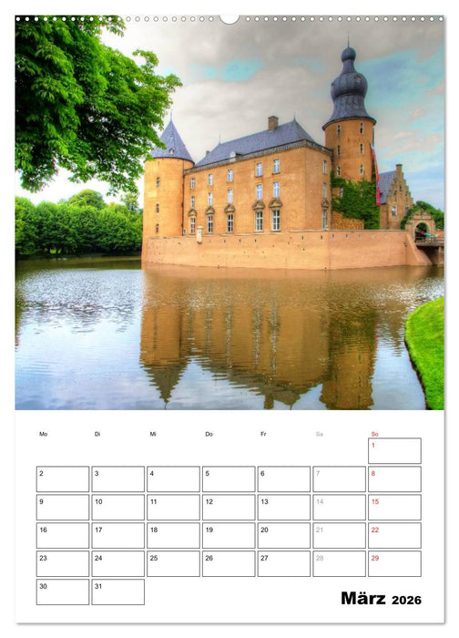 Eindrucksvolle Burgen, malerische Schlösser im Münsterland (CALVENDO Premium Wandkalender 2026)
