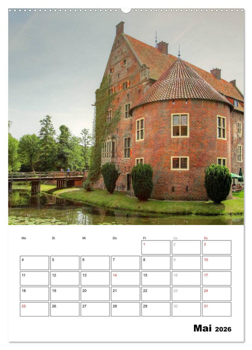 Eindrucksvolle Burgen, malerische Schlösser im Münsterland (CALVENDO Premium Wandkalender 2026)