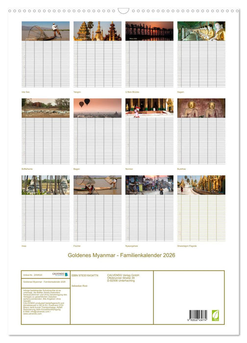 Goldenes Myanmar - Familienkalender 2026 (CALVENDO Wandkalender 2026)