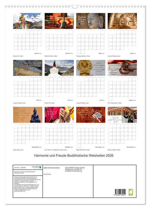 Harmonie und Freude Buddhistische Weisheiten 2026 (CALVENDO Wandkalender 2026)