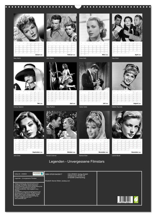 Legenden - Unvergessene Filmstars (CALVENDO Wandkalender 2026)