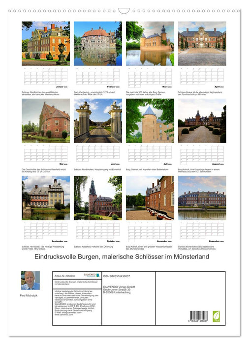 Eindrucksvolle Burgen, malerische Schlösser im Münsterland (CALVENDO Wandkalender 2026)