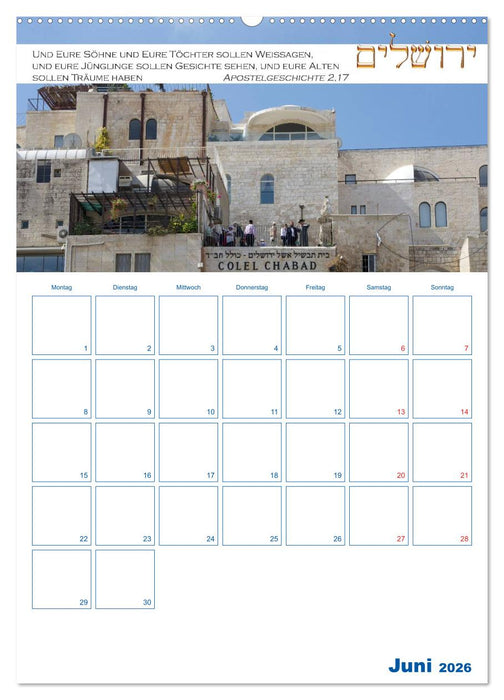 Jerusalem Kalender mit Bibelworten und Planer! (CALVENDO Premium Wandkalender 2026)