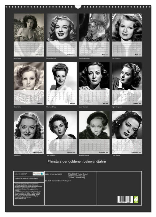 Filmstars der goldenen Leinwandjahre (CALVENDO Wandkalender 2026)