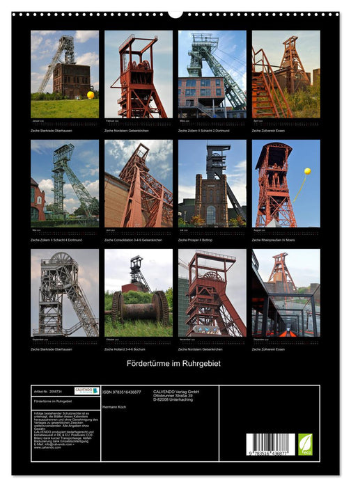 Fördertürme im Ruhrgebiet (CALVENDO Premium Wandkalender 2026)