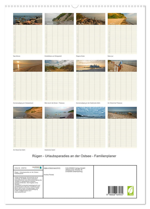 Rügen - Urlaubsparadies an der Ostsee - Familienplaner (CALVENDO Premium Wandkalender 2026)