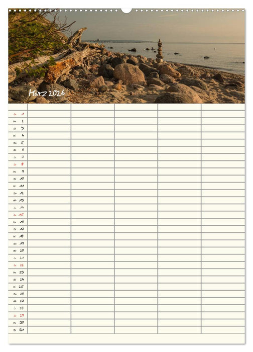Rügen - Urlaubsparadies an der Ostsee - Familienplaner (CALVENDO Premium Wandkalender 2026)