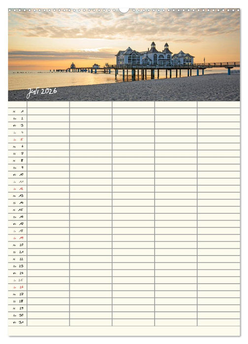 Rügen - Urlaubsparadies an der Ostsee - Familienplaner (CALVENDO Premium Wandkalender 2026)