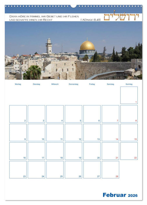 Jerusalem Kalender mit Bibelworten und Planer! (CALVENDO Wandkalender 2026)