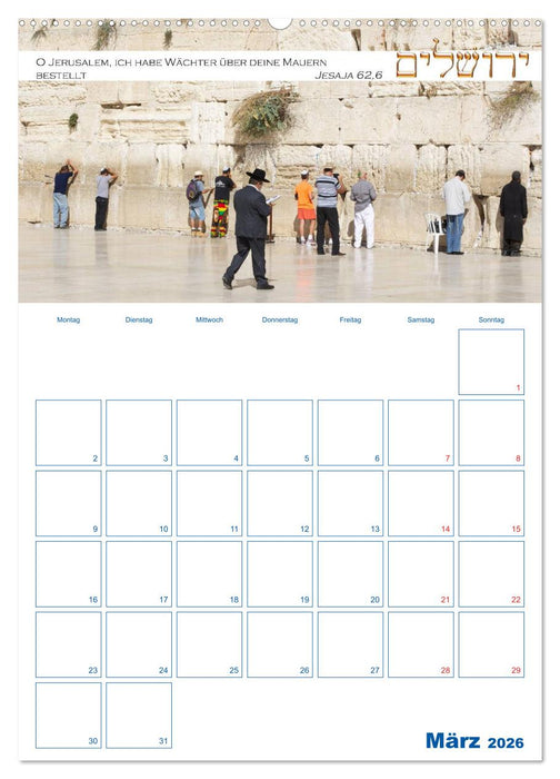 Jerusalem Kalender mit Bibelworten und Planer! (CALVENDO Wandkalender 2026)