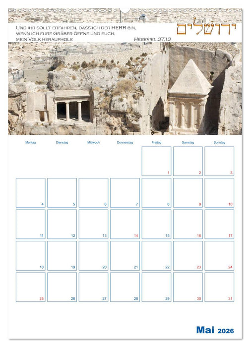 Jerusalem Kalender mit Bibelworten und Planer! (CALVENDO Wandkalender 2026)