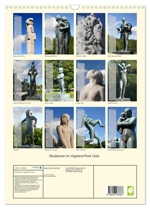 Skulpturen im Vigeland-Park Oslo (CALVENDO Wandkalender 2026)