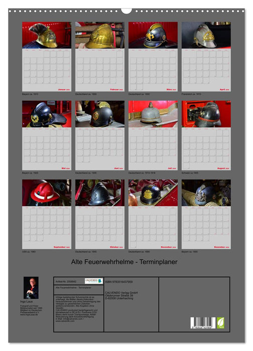 Alte Feuerwehrhelme - Terminplaner (CALVENDO Wandkalender 2026)