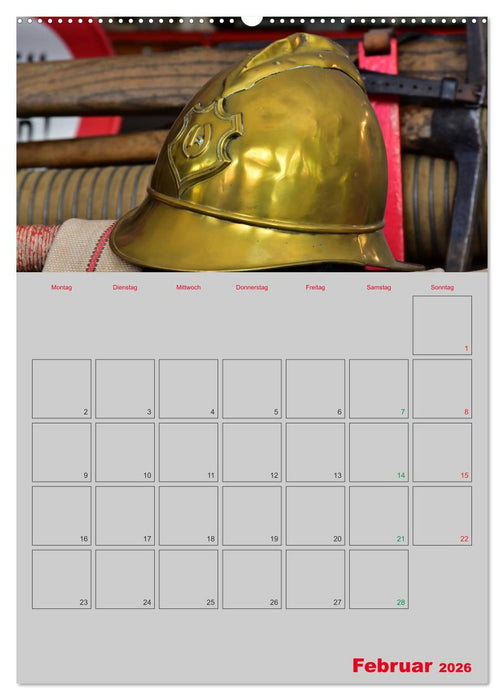 Alte Feuerwehrhelme - Terminplaner (CALVENDO Wandkalender 2026)