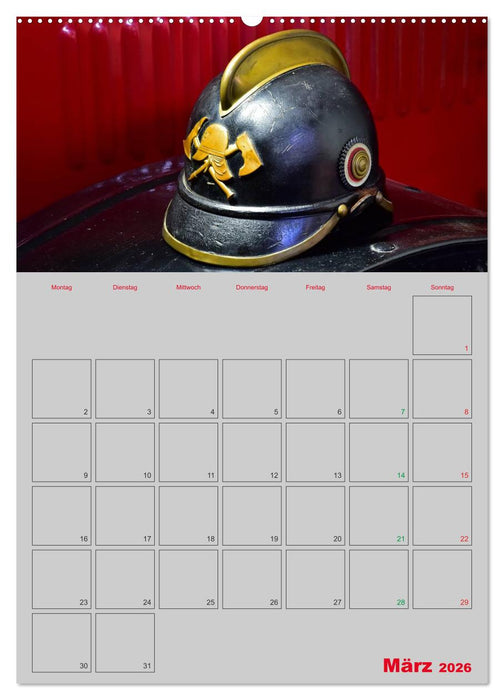Alte Feuerwehrhelme - Terminplaner (CALVENDO Wandkalender 2026)