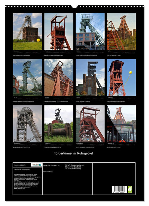 Fördertürme im Ruhrgebiet (CALVENDO Wandkalender 2026)