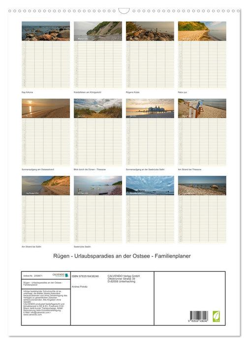 Rügen - Urlaubsparadies an der Ostsee - Familienplaner (CALVENDO Wandkalender 2026)