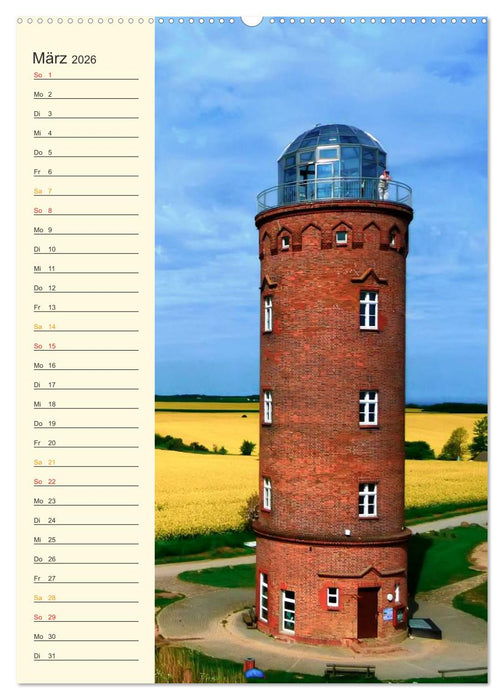Deutsche Leuchttürme - maritimer Geburtstagsplaner (CALVENDO Wandkalender 2026)