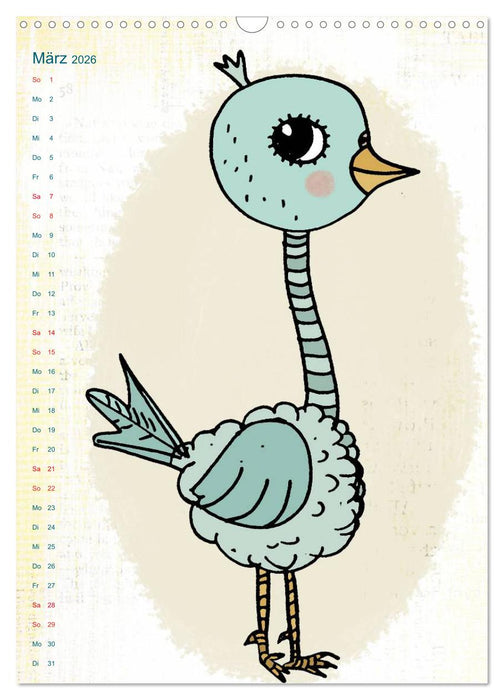 Tierische Motive von Little Miss Arty Illustrationen (CALVENDO Wandkalender 2026)