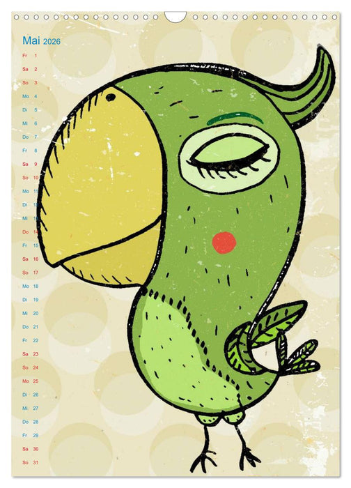 Tierische Motive von Little Miss Arty Illustrationen (CALVENDO Wandkalender 2026)