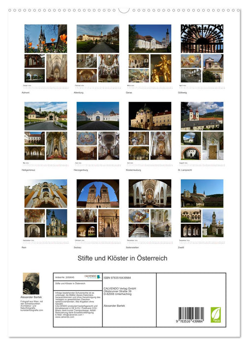 Stifte und Klöster in Österreich (CALVENDO Premium Wandkalender 2026)