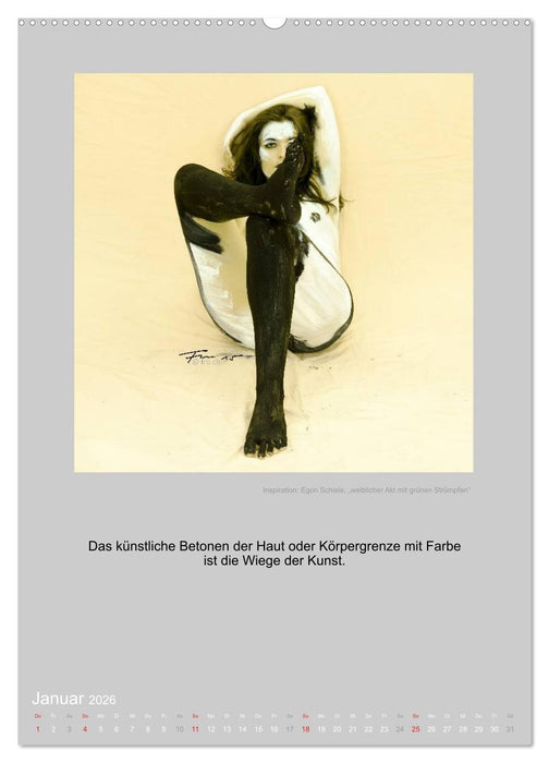 EROTISCHE BODYPAINTING ZITATE - HOMMAGE AN KLIMT, SCHIELE UND PICASSO (CALVENDO Wandkalender 2026)