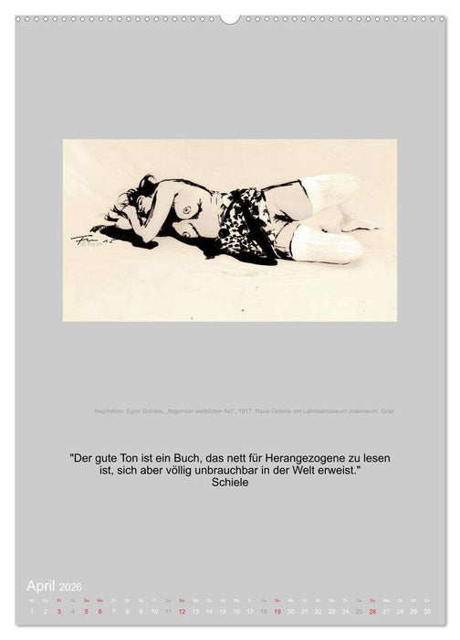 EROTISCHE BODYPAINTING ZITATE - HOMMAGE AN KLIMT, SCHIELE UND PICASSO (CALVENDO Wandkalender 2026)