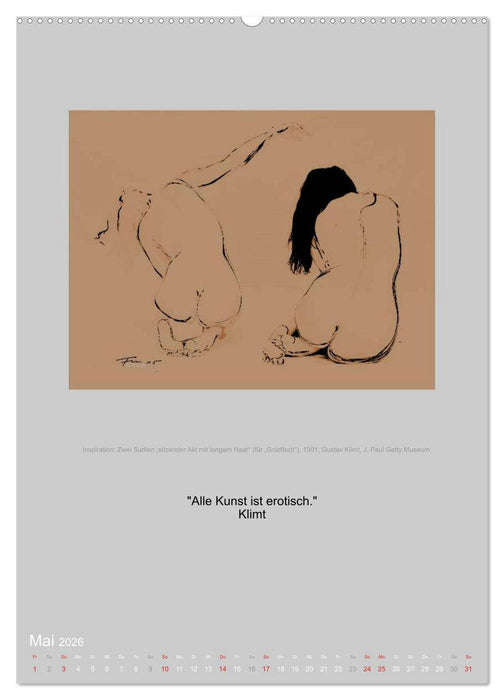 EROTISCHE BODYPAINTING ZITATE - HOMMAGE AN KLIMT, SCHIELE UND PICASSO (CALVENDO Wandkalender 2026)