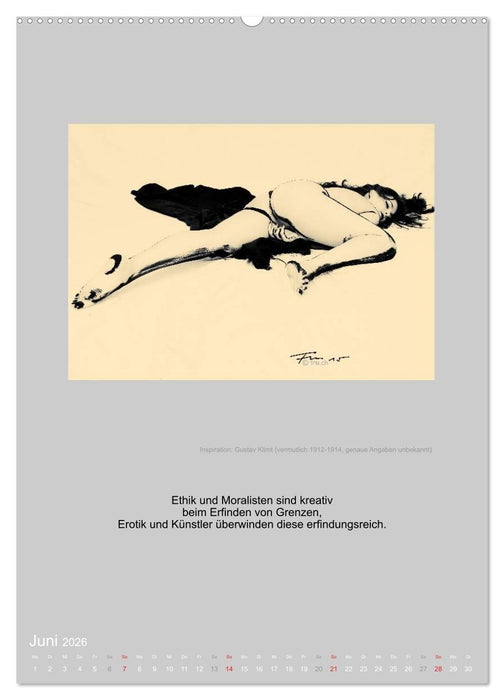 EROTISCHE BODYPAINTING ZITATE - HOMMAGE AN KLIMT, SCHIELE UND PICASSO (CALVENDO Wandkalender 2026)