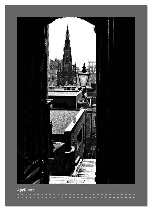 Edinburgh in schwarzweiß (CALVENDO Premium Wandkalender 2026)