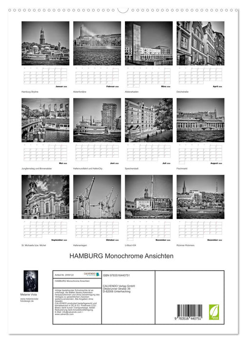 HAMBURG Monochrome Ansichten (CALVENDO Premium Wandkalender 2026)