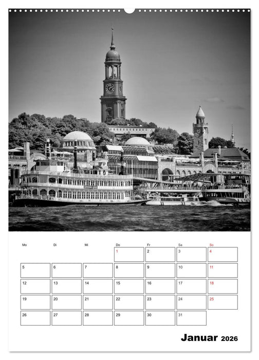 HAMBURG Monochrome Ansichten (CALVENDO Premium Wandkalender 2026)