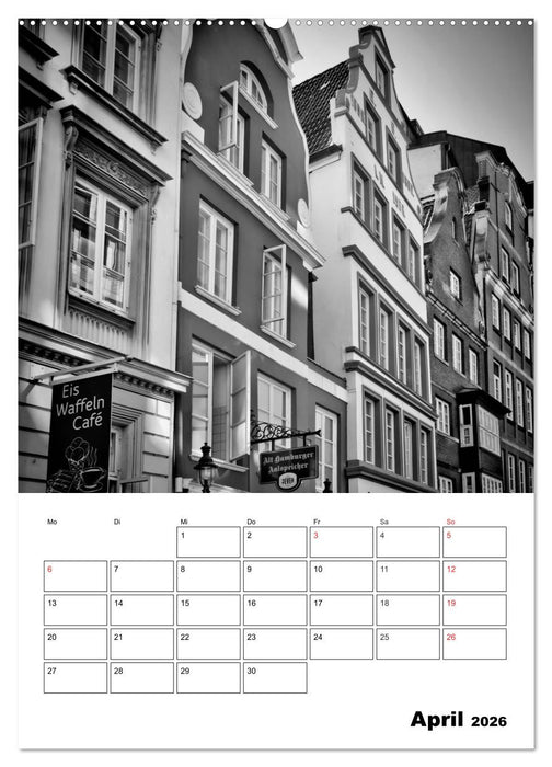 HAMBURG Monochrome Ansichten (CALVENDO Premium Wandkalender 2026)