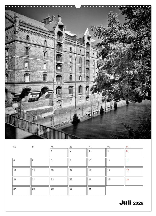 HAMBURG Monochrome Ansichten (CALVENDO Premium Wandkalender 2026)