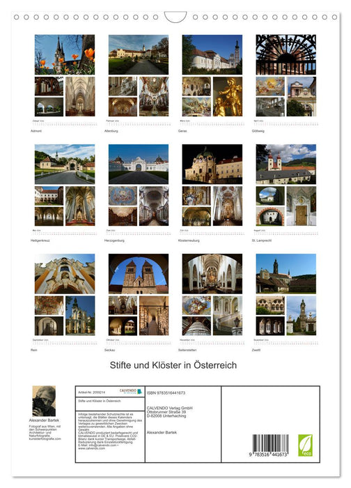 Stifte und Klöster in Österreich (CALVENDO Wandkalender 2026)