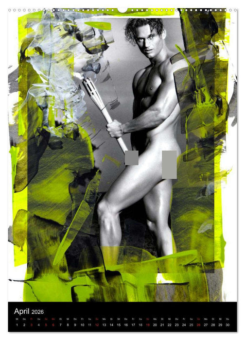 Männer - übermalte Aktfotografien (CALVENDO Premium Wandkalender 2026)